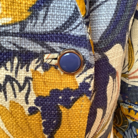 TORY BURCH Blue Floral Textured Jacket Size 4 - Picture 5 of 14